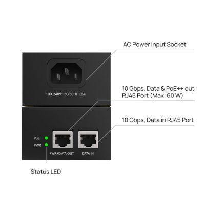 TP-LINK Omada PoE++ Injector, POE370S