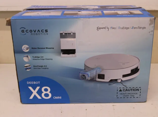 SALE OUT. Ecovacs DEEBOT X8 OMNI Vacuum cleaner, Robot, Wet&Dry, 18000Pa, TruEdge 2.0, AIVI 3D 3.0, YIKO-GPT, White+Auto-empty station | Ecovacs | Robotic Vacuum Cleaner | DEEBOT X8 OMNI | Wet&Dry | Lithium-Ion | 5200 mAh | Dust capacity 0.22 L | 17000 Pa | White | DAMAGED PACKAGING, USED, DIRTY, SCRATCHES
