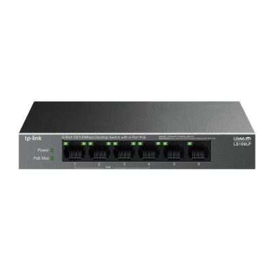 6-Port 10/100 Mbps Desktop Switch with 4-Port PoE, LS106LP, Unmanaged, Desktop