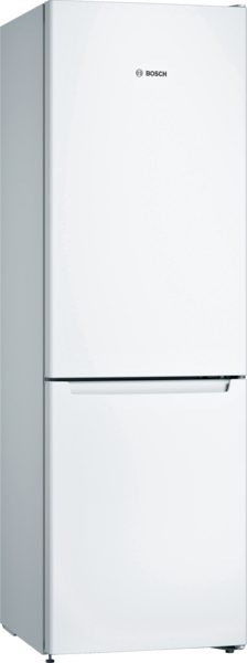 Refrigerator, KGN36NWEA, Energy efficiency class E, Free standing, Combi, Height 186 cm, No Frost system, Fridge net capacity 216 L, Freezer net capacity 89 L, 42 dB, White