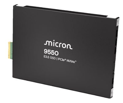 SSD, MICRON, SSD series 9550 PRO, 7.68TB, PCIe Gen5, NVMe, NAND flash technology 3D TLC, Write speed 10000 MBytes/sec, Read speed 14000 MBytes/sec, Form Factor E3.S, MTFDLBQ7T6THA-1BK1DABYYR