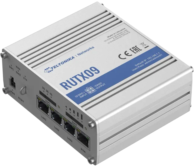 Teltonika | Rugged Industrial LTE-A Cat6 Router | RUTX09 | No Wi-Fi | 10/100/1000 Mbit/s | Ethernet LAN (RJ-45) ports 4 | Mesh Support No | MU-MiMO No | 2G/3G/4G