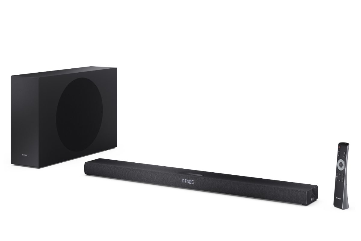 Sharp 2.1ch Ultra-slim Dolby Atmos/DTS Virtual: X Soundbar with Wireless Subwoofer, HT-SBW320, 360 W, Bluetooth, Wireless connection, Black
