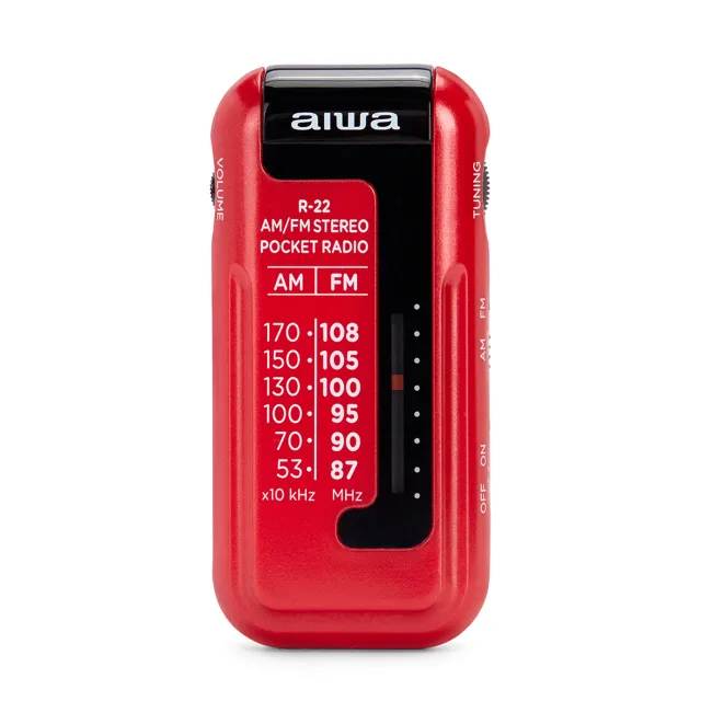 AIWA kabatas radio ar austiņām, sarkans