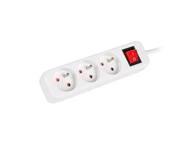 Lanberg Cable Power Strip 3M 3X French Outlets with Switch, Quality-Grade Copper | PS1-03E-0300-W