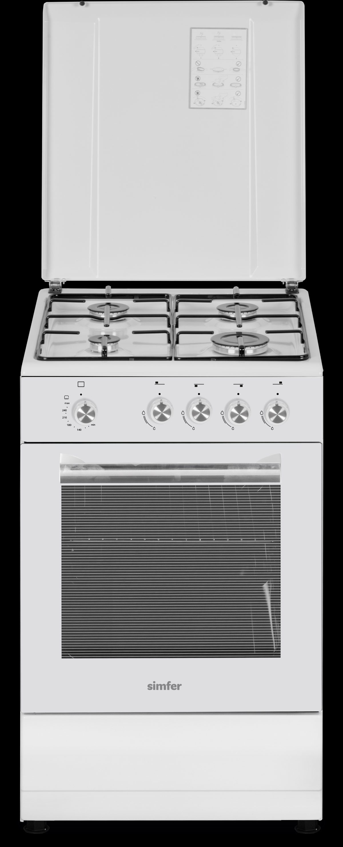 Cooker, 4401SGRBB, Hob type Gas, Oven type Gas, White, Width 50 cm, Depth 55 cm, 49 L