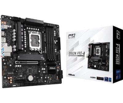 Mainboard, ASROCK, Intel B860, LGA 1851 (Socket V1), micro ATX, RAM DDR5-SDRAM, 4xSlots, 3xNumber of M.2 (M) slots, B860MPRO-A