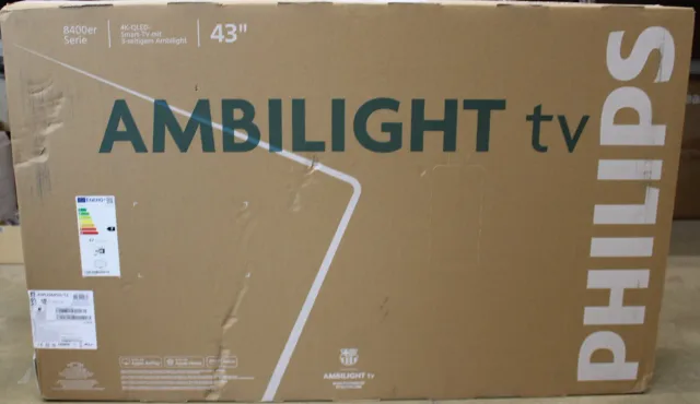 SALE OUT. Philips 43PUS8450/12 43" (108cm) 4K QLED Ambilight TV | Philips 4K QLED Ambilight TV | 43PUS8450/12 | 43 | Smart TV | TITAN OS | UHD | Black | DAMAGED PACKAGING