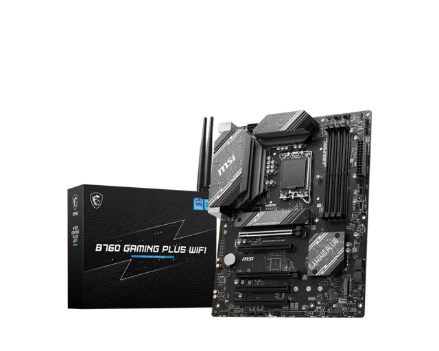 MSI | B760 GAMING PLUS WIFI | Processor family Intel | Processor socket  LGA1700 | DDR5 | Memory slots 4 | Supported hard disk drive interfaces SATA, M.2 | Number of SATA connectors 4 | Chipset Intel B760 | ATX