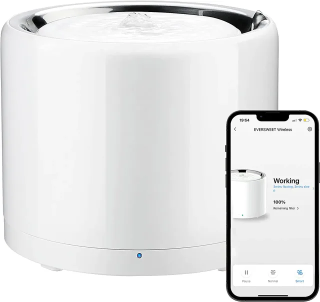 PETKIT | Smart Pet Drinking Fountain | Eversweet 3 Pro (Wireless Pump) | Capacity 1.8 L | Filtering | Material Stainless Steel, ABS | White
