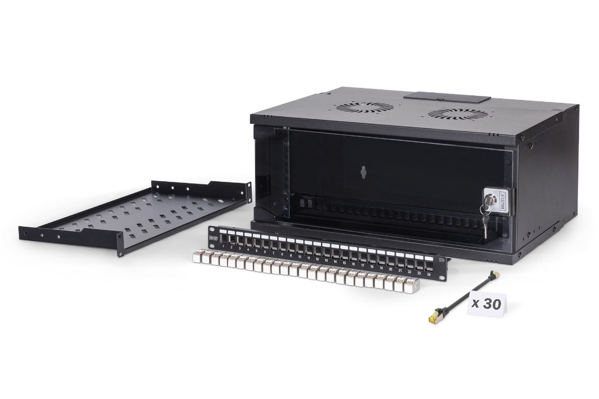 Digitus SOHO Pro network set, 483 mm (19") 4U, 540 x 400 mm, DN-49201-SET, Black