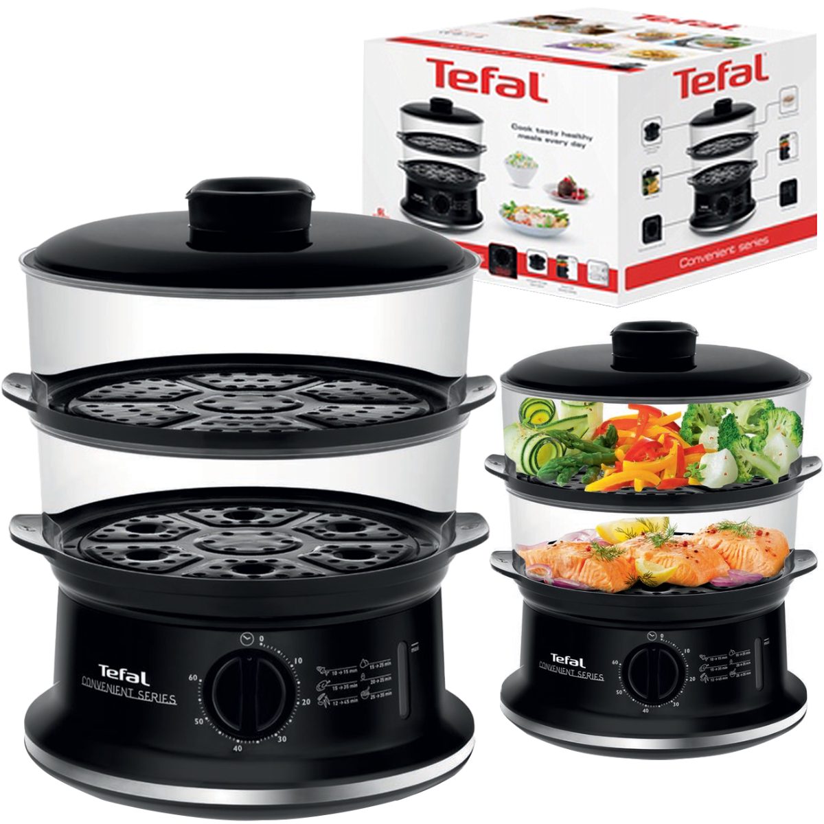 VC140135 Food Steamer, Black, 900 W, Number of baskets 2