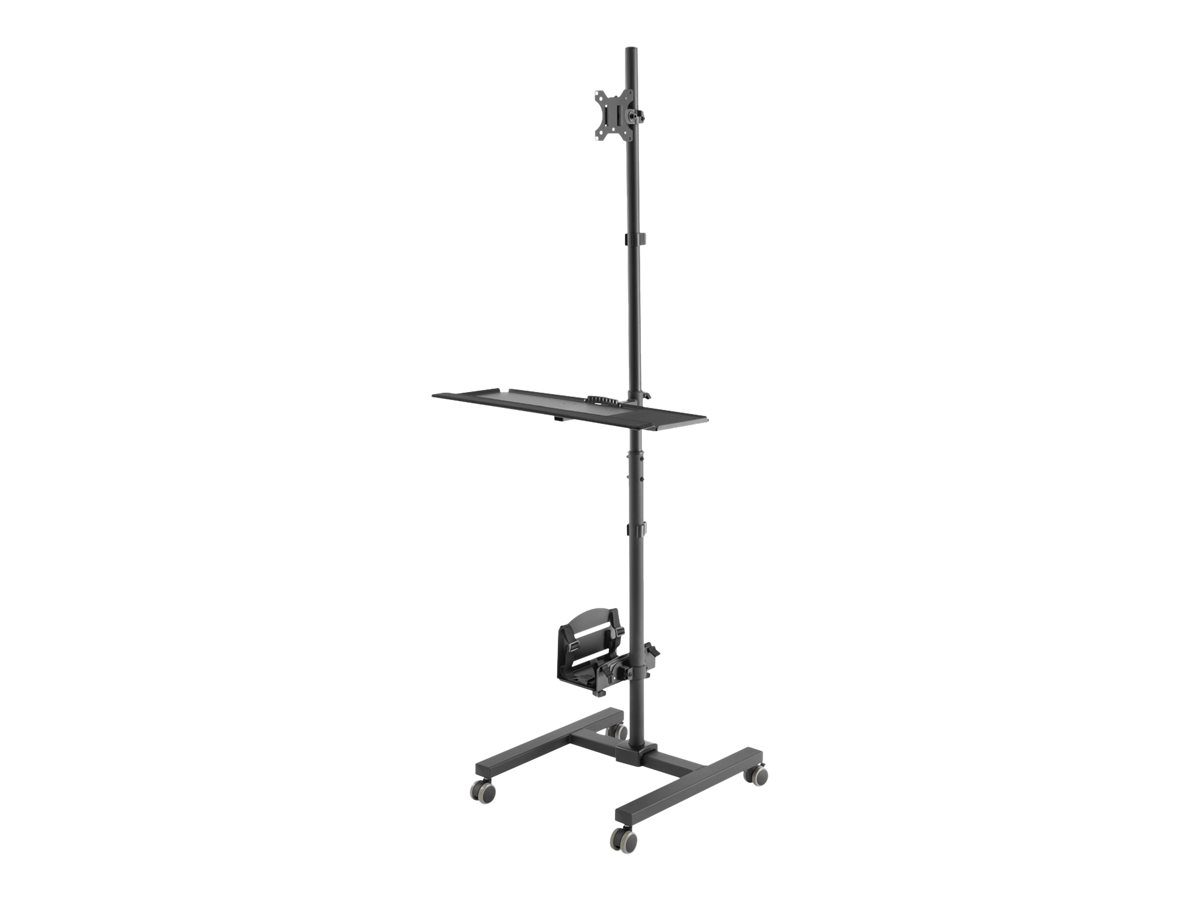 Mobile workstation with individual height adjustment, DA-90374, Monitor Mount, PC Holder, 17-32 ", Black