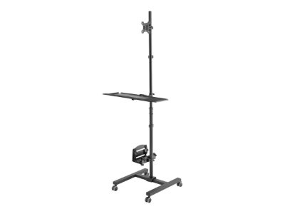Mobile workstation with individual height adjustment, DA-90374, Monitor Mount, PC Holder, 17-32 ", Black