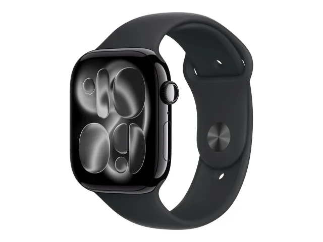 Apple Watch Series 11 GPS + Cellular 46mm Jet Black Aluminium Case with Black Sport Band - S/M | Apple