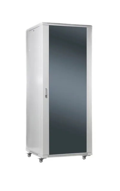 SOMI Networks | 37U, 19″ Freestanding Cabinet | 37U-60/80NAC | Max Load 800kg; Removable and Lockable Side Panels; Glass Doors; Unassembled | Depth: 80 cm | Gray