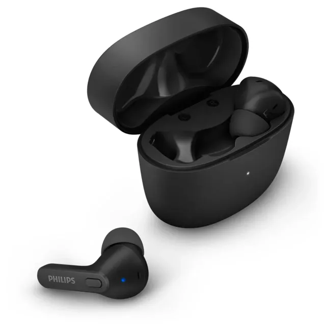 PHILIPS in-ear true bezvadu austiņas ar portatīvo uzlādes ietvaru, melnas