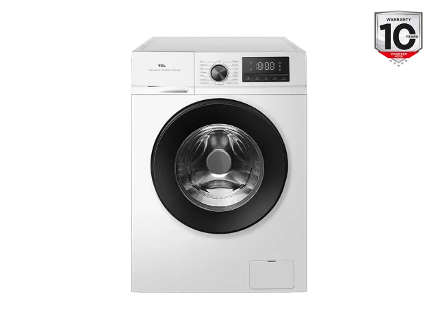 TCL Washing machine | FF1024WA2 | Energy efficiency class A-10% | Front loading | Washing capacity 10 kg | 1400 RPM | Depth 61 cm | Width 59.5 cm | Display | LED | Steam function | White