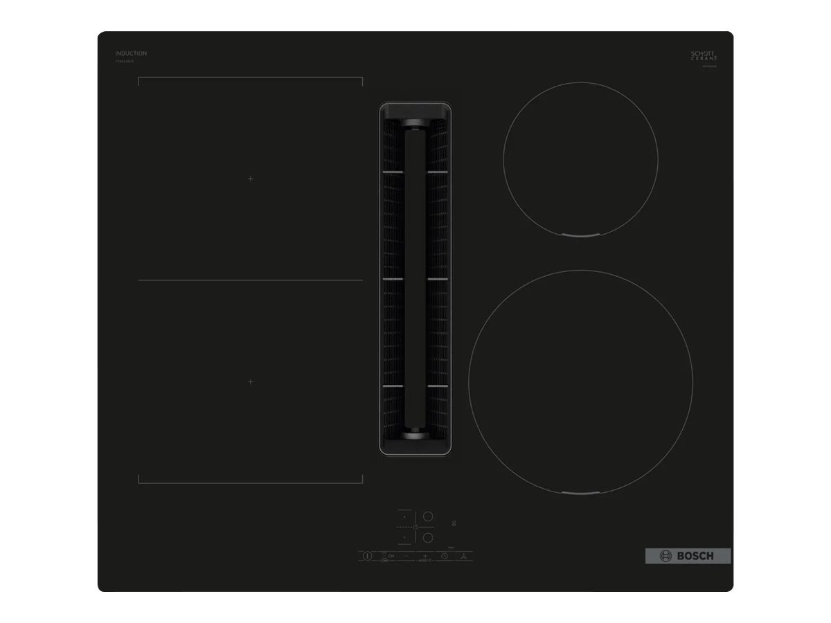 PVS611B16E, Induction hob with integrated ventilation system, 60 cm, Number of burners/cooking zones 4, B, Black, Touch