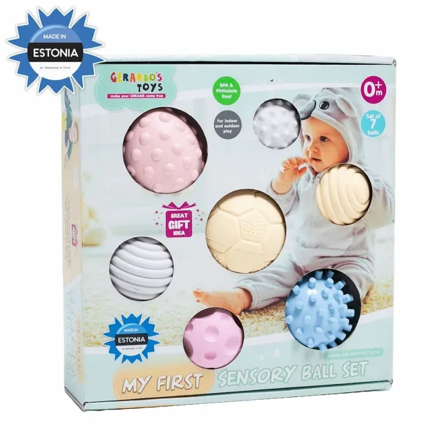 Gerardo's Toys masāžas- sensoro bumbiņu komplekts mazuļiem, 7 gab.