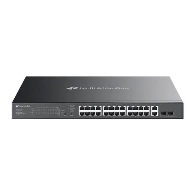 Switch|TP-LINK|Omada|ES228GMP|Switch type Managed|Switch layer L2|Rack mounting Yes|26xRJ-45 ports|RJ-45 Ports Type Gigabit Ethernet (10/100/1000)|26xGigabit Ethernet (copper) ports quantity|2xSFP module slots quantity|Power over Ethernet (PoE) Yes|24xPower over Ethernet plus (PoE+) ports quantity|Total Power over Ethernet (PoE) budget 384 W|ES228GMP