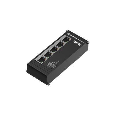 Industrial Switch, TSF010, Unmanaged, DIN rail mountable, 10/100 Mbps (RJ-45) ports quantity 5, Power supply type 3-pin industrial DC power socket