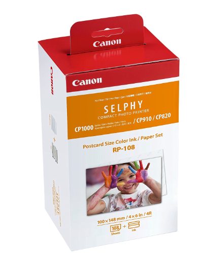 Canon Color Ink/Paper Set for SELPHY CP1300 Printer, RP-108