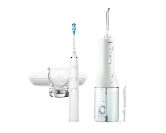 Philips Sonicare Cordless Power Flosser DiamondClean 9000 mutes dobuma irrigators, balts