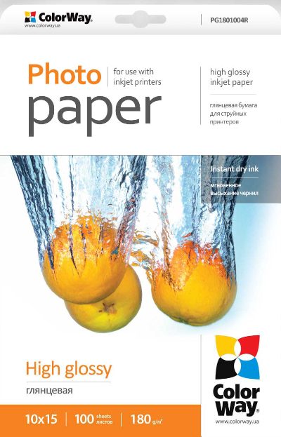 Photo Paper 100 pc., PG1801004R, Glossy, 180 g/m², 10 x 15 cm