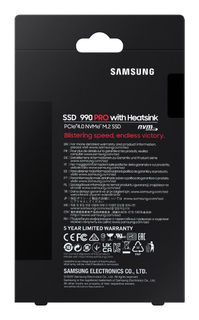 990 PRO with Heatsink, 1000 GB, SSD form factor M.2 2280, Solid-state drive interface M.2 NVME, Read speed 7450 MB/s, Write speed 6900 MB/s
