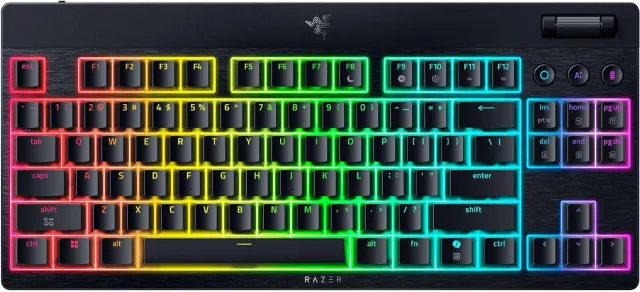 Razer | BlackWidow V4 Low-Profile Tenkeyless HyperSpeed | Keyboard | Wireless | US | Bluetooth | Green Switches | Black