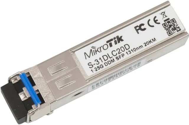 MikroTik | S-31DLC20D | SFP | Single-Mode Fiber | Dual LC | 10/100/1000 Mbit/s | Wavelength 1310 nm | Maximum transfer distance 20000 m | -40 to +70C