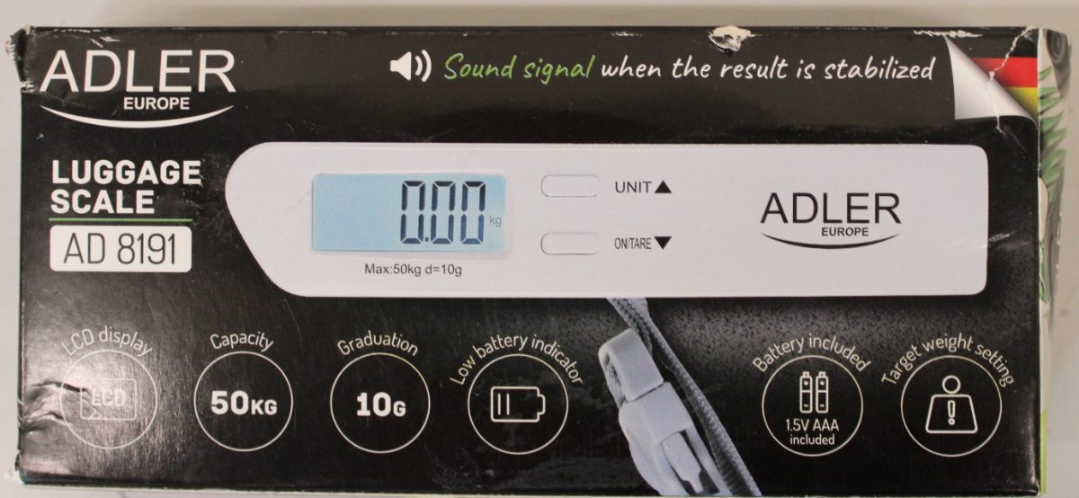 Adler Travel Luggage Scale, AD 8191, Maximum weight (capacity) 50 kg, Accuracy 10 g, Grey