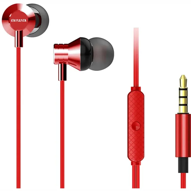 AIWA In-Ear stereo austiņas ar mikrofonu, sarkanas