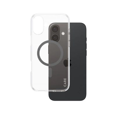 CARE by PanzerGlass Case Flagship, Back protection, Apple, iPhone 16 Plus, Recycled plastic, Transparent/Black, MagSafe