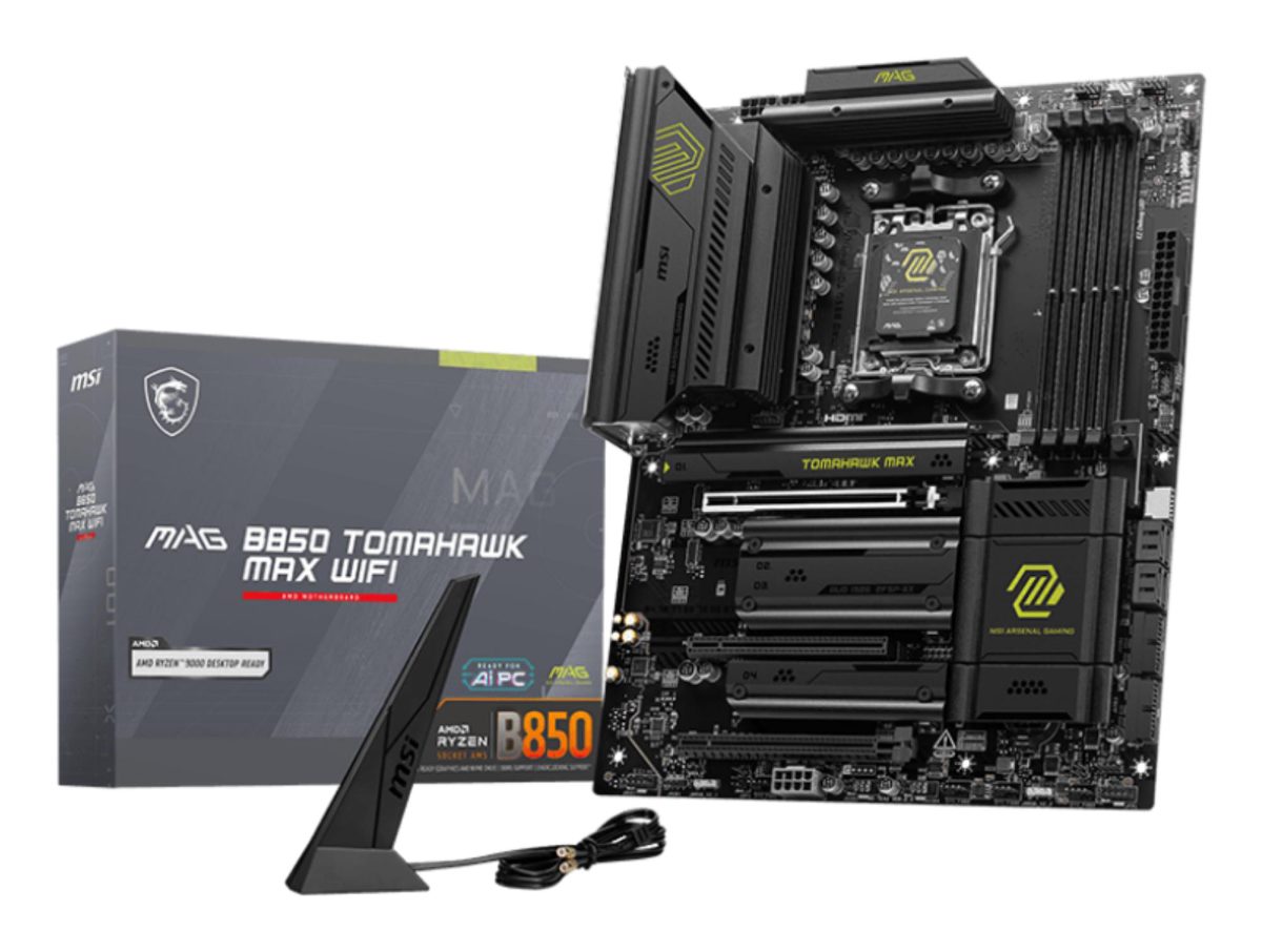 Mainboard, MSI, AMD B850, SAM5, ATX, Memory DDR5, Memory slots 4, 3xPCI-Express 16x, 4xM.2, 1xHDMI, 1xAudio-In, 1xAudio-Out, 4xUSB 2.0, 1xUSB 3.0, 2xUSB 3.2, 3xUSB-C, 1xRJ45, B850TOMAHAWKMAXWIFI