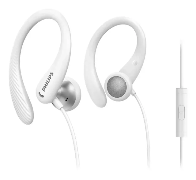 PHILIPS In-Ear sporta austiņas ar cilpiņu un mikrofonu, baltas