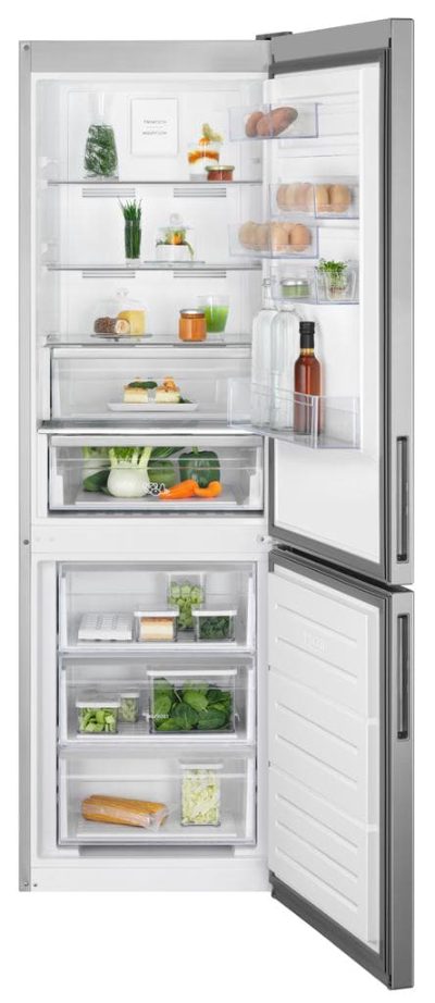 Electrolux ledusskapis ar saldētavu apakšā, 186 cm, sudraba