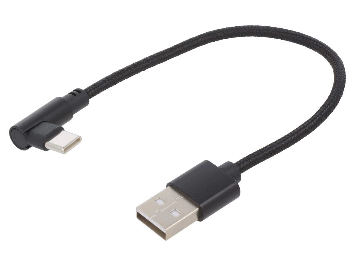 Angled USB Type-C charging and data cable, CC-USB2-AMCML-0.2M