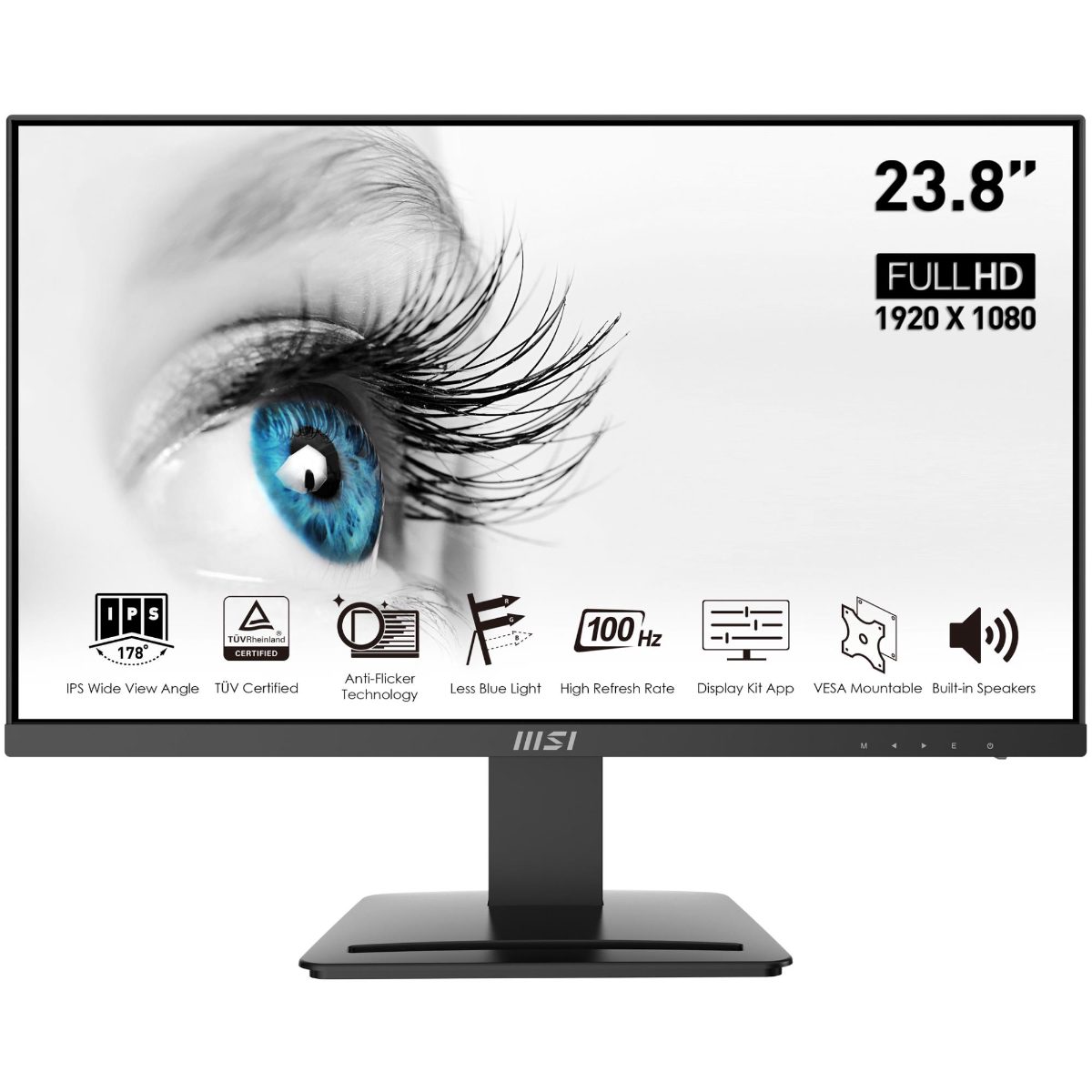 LCD Monitor, MSI, PRO MP243X, 23.8", Business, Matte, Panel IPS, 1920x1080, 16:9, 100Hz, 4 ms, Speakers, PROMP243X