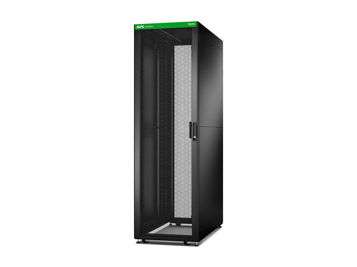 APC Easy Rack 600mm/42U/1100mm with Roof, Side panel,castors,feet and 4 Brackets, No Bottom, black, Schneider Electric