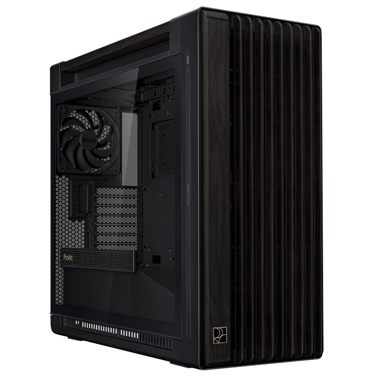 Case, ASUS, ProArt PA602 Wood Edition - Tempered Glass Panel, MidiTower, Case product features Transparent panel, ATX, EATX, MicroATX, MiniDTX, MiniITX, Colour Black, PROARTPA602WOODTGPWM