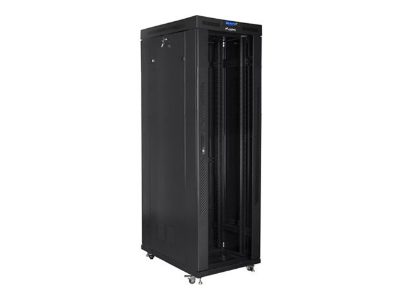 Rack cabinet 19" free-standing 42U/800x1000 (flat pack) with glass door, LCD, FF01-8042-12BL, Black