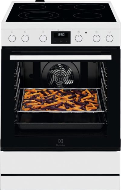 Electrolux elektriskā plīts ar elektrisko cepeškrāsni, 596 mm, balta