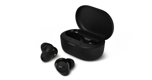 PHILIPS in-ear true bezvadu austiņas ar portatīvo uzlādes ietvaru, melnas