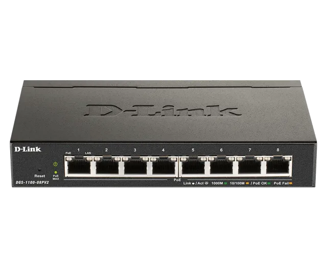 D-Link | 8-Port Gigabit PoE Smart Managed Switch | DGS-1100-08PV2 | Web managed | Desktop | Power supply type External
