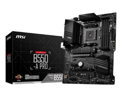 B550-A PRO, Processor family AMD, Processor socket AM4, DDR4 DIMM, Memory slots 4, Supported hard disk drive interfaces SATA, M.2, Number of SATA connectors 6, Chipset AMD B550, ATX
