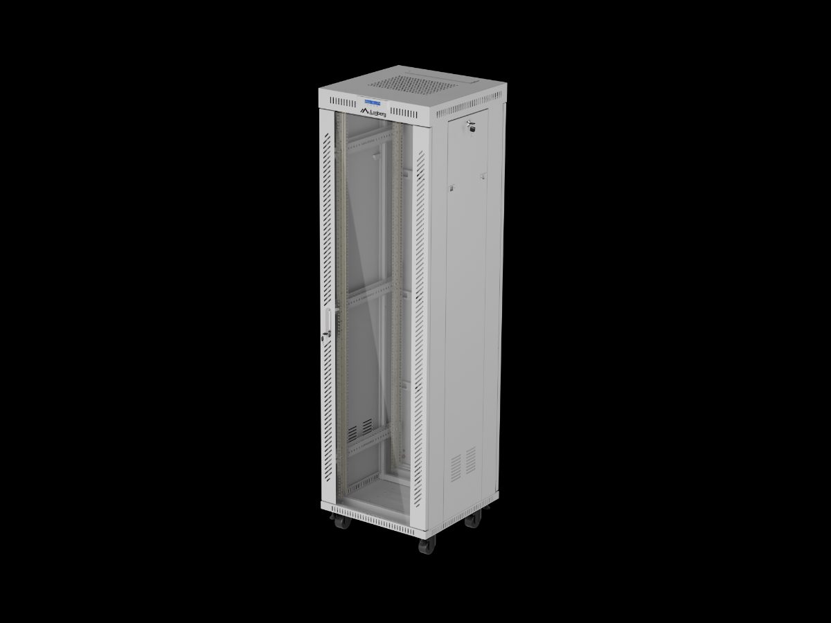 Lanberg Rack cabinet 19" free-standing 42U/600x600 (flat pack) with glass door LCD V2, FF01-6642-12SL, Grey