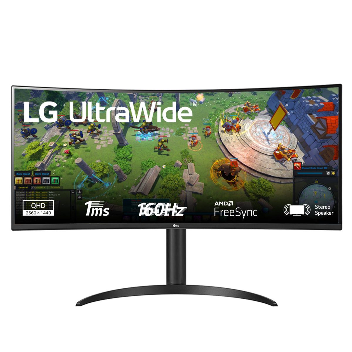 LCD Monitor, LG, 34WP65CP-B, 34", Gaming/Curved/21 : 9, Panel VA, 3440x1440, 21:9, 160Hz, Matte, 1 ms, Speakers, Height adjustable, Tilt, Colour Black
