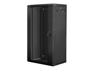 Rack cabinet 19" wall-mount 22U/600x450 (flat pack) with glass door, WF01-6422-10B, Black
